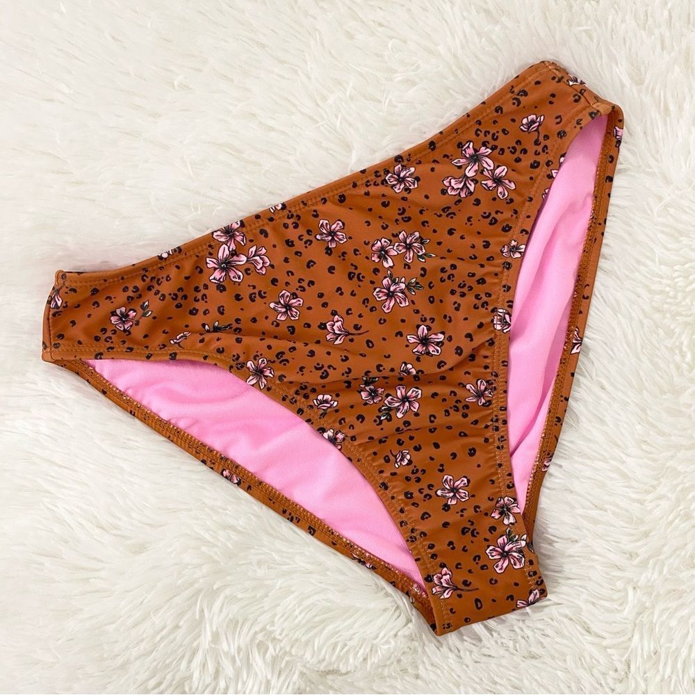 Animal Print Floral High Leg High Waist Bikini Bottoms